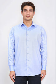 regular italyan yaka diagonal mavi gömlek